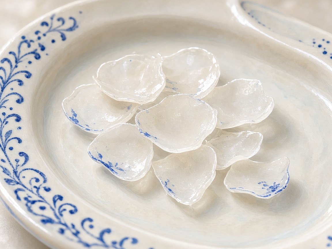 Illustrated porcelain veneers on a ceramic tray